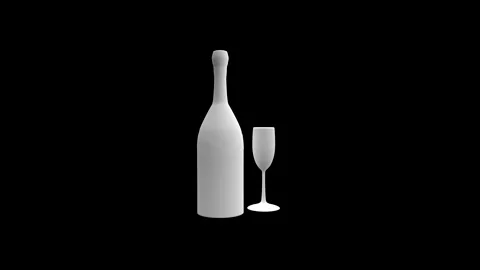 Monochrome Elegance: Wine Bottle and Glass in Minimalist Style Video stock 341921411