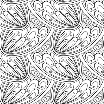 Monochrome Ethnic Seamless Pattern Stock Illustration
