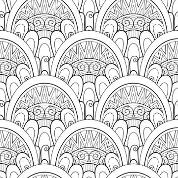 Monochrome Ethnic Seamless Pattern Stock Illustration