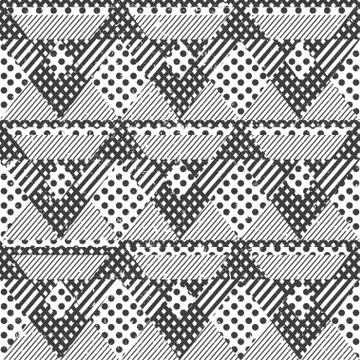 Monochrome fabric seamless pattern with grunge effect Illustrazione stock