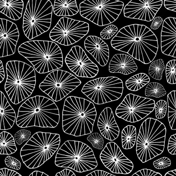 Monochrome fantasy seamless pattern with corals. Organic  shapes abstract bac Stock Illustration