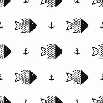 Monochrome fish pattern Stock Illustration