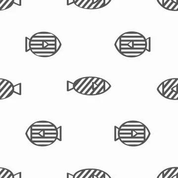 Monochrome fish seamless pattern Stock Illustration