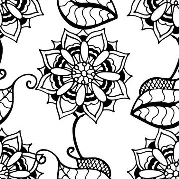 Monochrome Floral Pattern. Illustrazione stock
