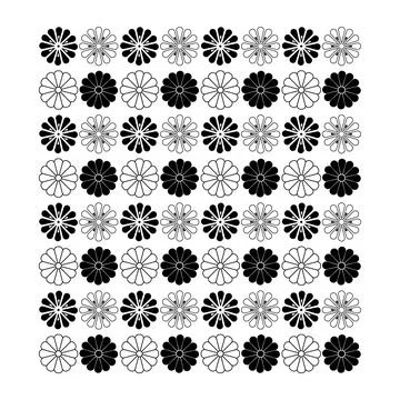 A monochrome floral pattern on a pristine white backdrop Stock Illustration