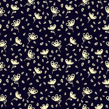 Monochrome Floral seamless pattern. Vector textures. Simple delicate flowers on Illustrazione stock