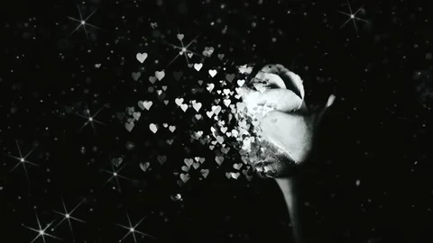 Monochrome Flower petals falling 3D concepts Stock Footage 142300892