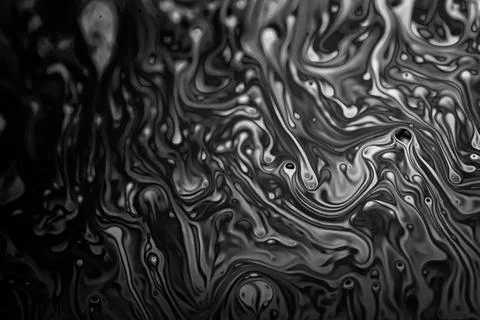 Monochrome fluid dynamics macro texture of liquid soap film Stock Illustration