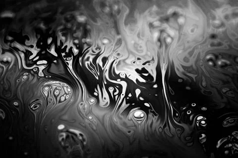 Monochrome fluid dynamics macro texture of liquid soap film Stock Illustration