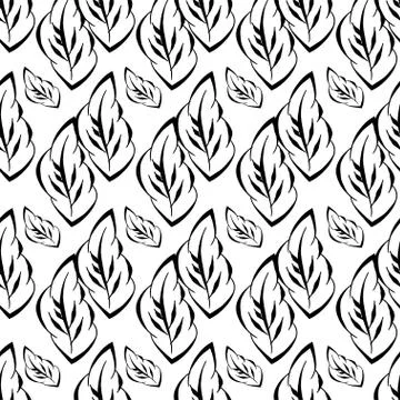 Monochrome foliage seamless printable pattern Stock Illustration