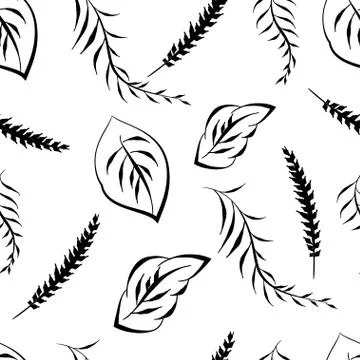 Monochrome foliage seamless printable pattern Illustrazione stock