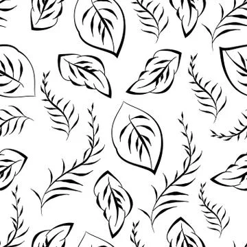 Monochrome foliage seamless printable pattern Stock Illustration