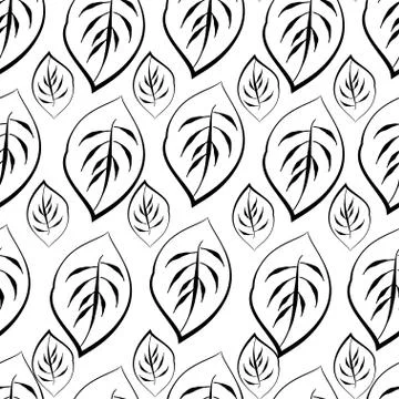 Monochrome foliage seamless printable pattern Stock Illustration