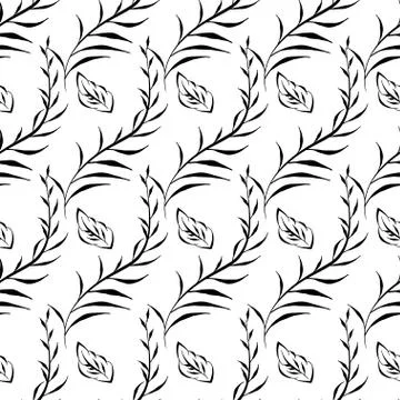 Monochrome foliage seamless printable pattern Illustrazione stock