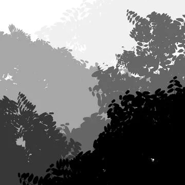 Monochrome Forest Leaf Silhouette Background Stock Illustration
