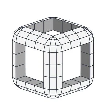 Monochrome Geometric Cube with Abstract Grid Pattern Vector Illustrazione stock