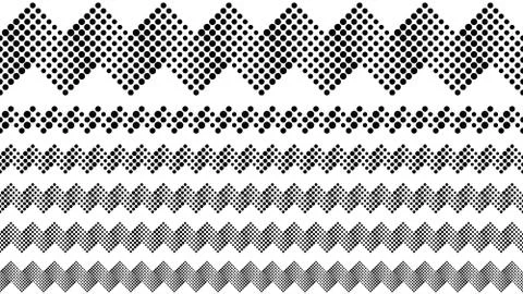 Monochrome geometric dot pattern page separator set Stock Illustration