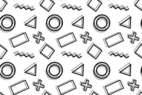 Monochrome Geometric Pattern with Abstract Shapes for Coloring Stock Illustration