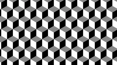 A monochrome geometric pattern of isometric cubes scrolling upwards. Stock Footage 319611040
