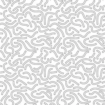 Monochrome geometric seamless pattern. Black outline curved lines Stock Illustration
