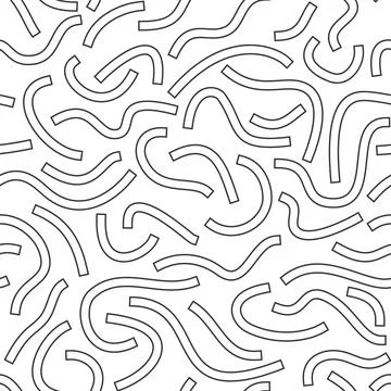 Monochrome geometric seamless pattern. Black outline curved lines Illustrazione stock