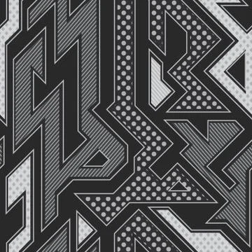 Monochrome geometric seamless pattern Stock Illustration