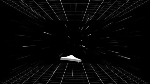 Monochrome geometric space grid tunnel loop, video game flight music asset.4k. Stock Footage 342574067