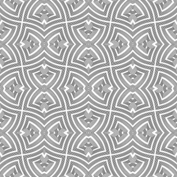 Monochrome geometric twisted seamless pattern. Stock Illustration
