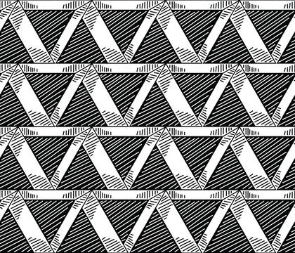 Monochrome geometric zigzag seamless vector pattern イラスト素材