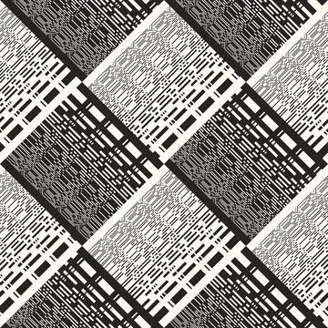 Monochrome Glitch Effect Textured Checked Pattern Stock Illustration
