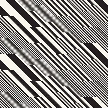 Monochrome Glitch Effect Textured Diagonal Striped Pattern Stock Illustration