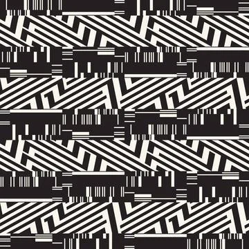 Monochrome Glitch Effect Textured Zigzag Pattern Stock Illustration