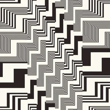 Monochrome Glitch Effect Textured Zigzag Pattern Stock Illustration