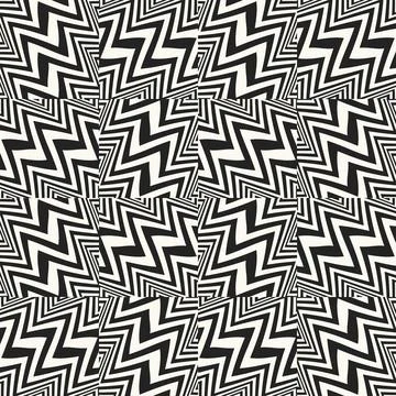 Monochrome Glitch Effect Textured Zigzag Pattern Illustrazione stock