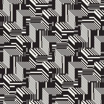 Monochrome Glitch Effect Textured Zigzag Pattern Illustrazione stock