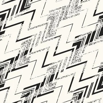 Monochrome Glitch Effect Textured Zigzag Pattern Stock Illustration