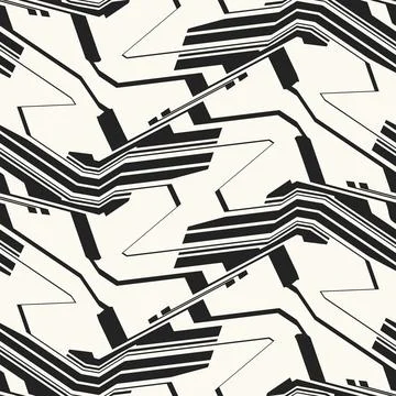 Monochrome Glitch Effect Textured Zigzag Pattern Stock Illustration