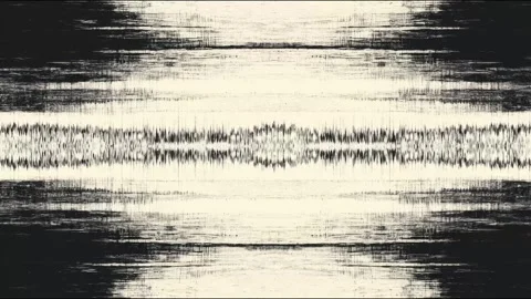 Monochrome glitch scanline texture shifting and mirroring across widescreen.. Видео 339791753