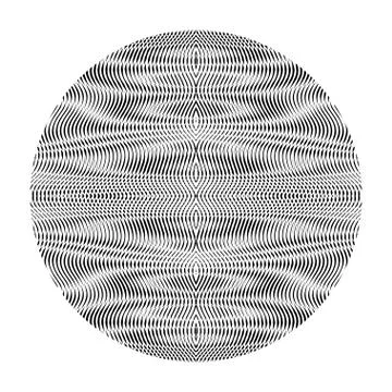 Monochrome glowing vector circle form with abstract linear wavy drawing Stock Illustration