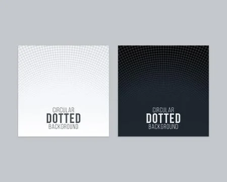 Monochrome gradient backgrounds with circular dotted patterns Stock Illustration