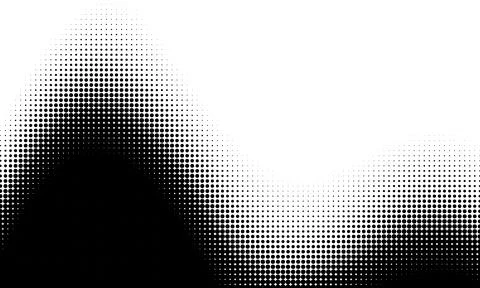 Monochrome gradient halftone dots background. Vector illustration. Big wave Illustrazione stock