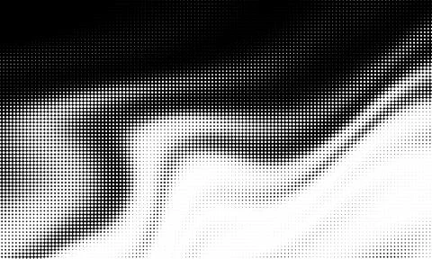 Monochrome gradient halftone dots background. Vector illustration. Big wave Illustrazione stock