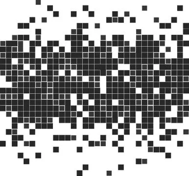 Monochrome grayscale abstract pixelated gradient Ilustração Stock