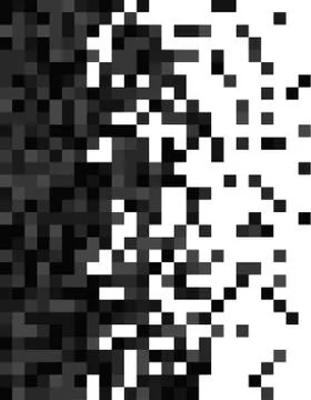 Monochrome grayscale abstract pixelated gradient Ilustração Stock
