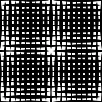Monochrome grid / mesh with irregular lines. Repeatable geometric pattern. (S Stock Illustration