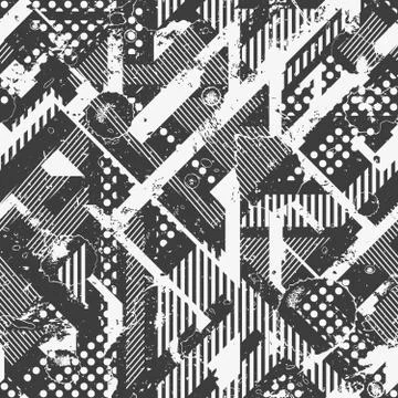 Monochrome grunge seamless pattern Stock Illustration