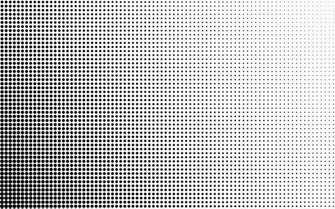 Monochrome halftone dot pattern with black circles on white background abst.. Illustrazione stock