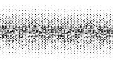 Monochrome halftone dot pattern with wave effect in grayscale tones on white Stock Illustration