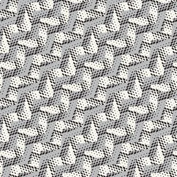 Monochrome Halftone Effect Textured Zigzag Pattern Stock Illustration