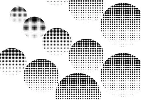 Monochrome Halftone Gradient Circle Abstract Background Stock Illustration